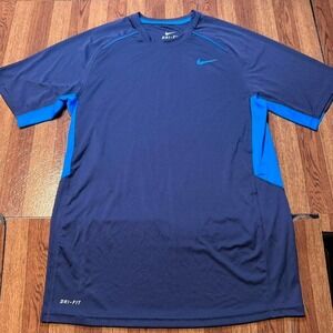 Nike Blue Dri-Fit Tech Retro Sportswear Running Train Shirt Medium
